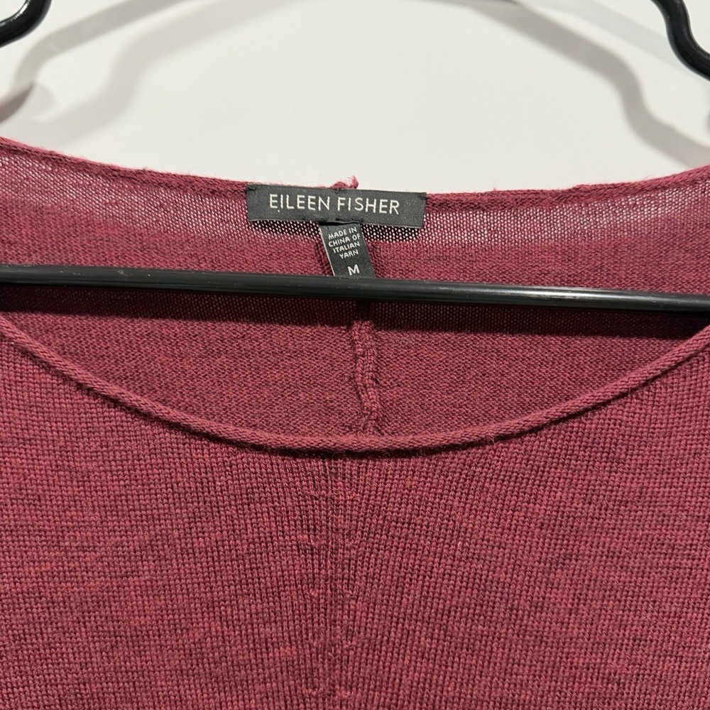 Eileen Fisher Asymmetrical Long Sleeve Dress in Wine - Picture 3 of 8